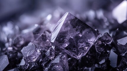 A pile of purple crystals with a shiny surface