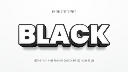 Black 3d editable text effect, bold text effect