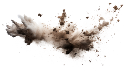 PNG Flying debris with dust background isolated explosion.