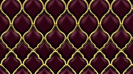 Obraz premium Elegant Maroon and Gold Upholstery Pattern Design