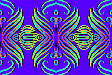 Beautiful classic design colourful background with flower leaf line art pattern of indonesian culture traditional batik	