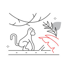 Monkey Jungle Nature Adventure Vector Icon Design