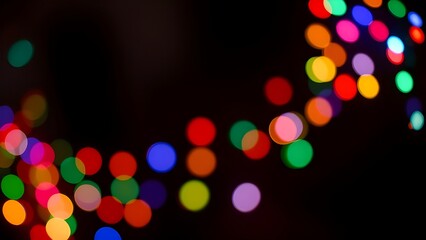 Isolate Colorful Light Bulb Bokeh Black Background