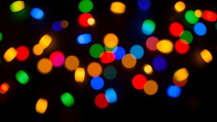 Isolate Colorful Light Bulb Bokeh Black Background