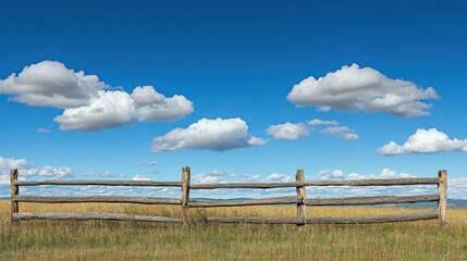 Obraz premium Old wooden fence blue sky. Generative AI