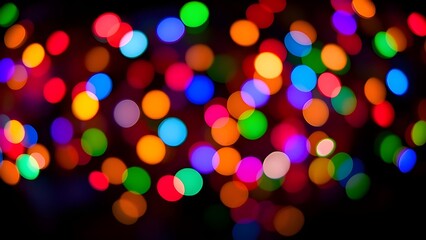 Isolate Colorful Light Bulb Bokeh Black Background