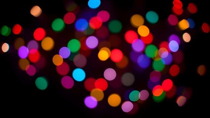 Isolate Colorful Light Bulb Bokeh Black Background