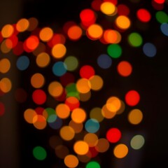 Isolate Colorful Light Bulb Bokeh Black Background