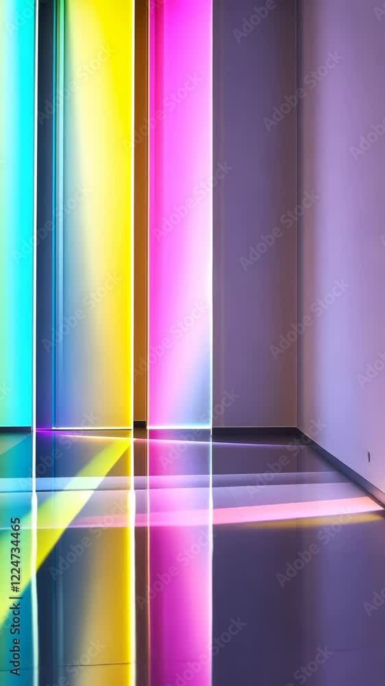 Poster close up of an iridescent abstract crystal holographic chain, reflecting colorful bokeh lights, crea