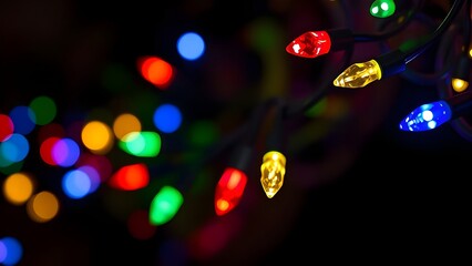 Isolate Colorful Light Bulb Bokeh Black Background