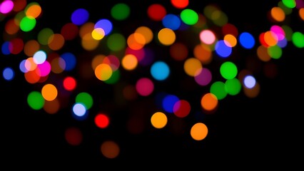 Isolate Colorful Light Bulb Bokeh Black Background