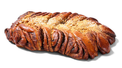 Cinnamon braided bread topped with pearl sugar