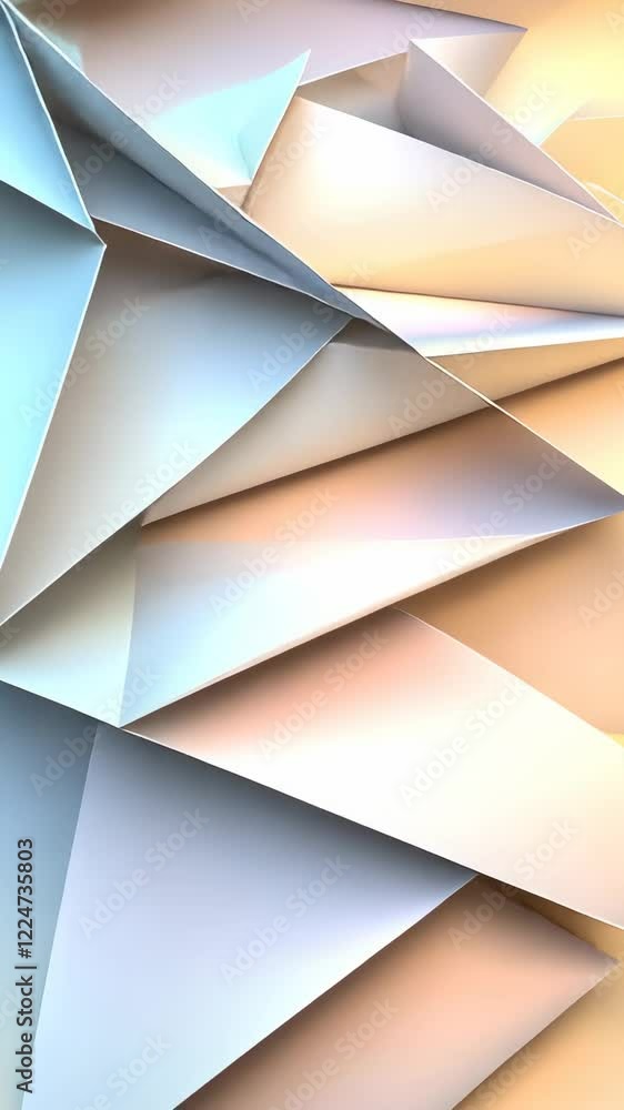 Poster geometric 3d shapes creating a pastel colored abstract background with soft light and dynamic triang