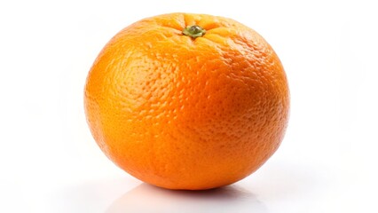 Single Orange Fruit on White Background
