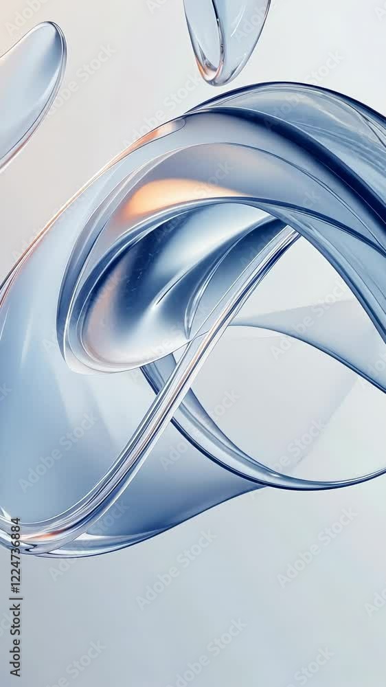 Aufkleber abstract glass shapes are floating on a light blue background, creating a serene and elegant composi