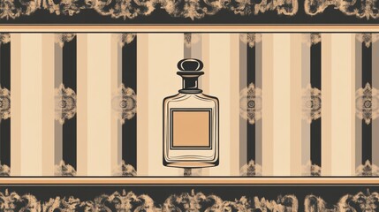 Fototapeta premium Elegant Perfume Bottle on Striped Wallpaper