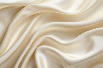 Obraz premium Smooth, elegant cream-colored satin fabric draped artistically, showcasing its soft texture and sheen