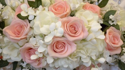 Obraz premium Elegant Pink and White Rose Floral Arrangement