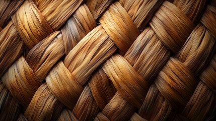 Fototapeta premium A texture of woven straw forming tight, uniform patterns.