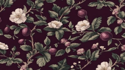 Elegant Plum Blossom and Floral Branch Pattern