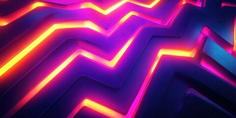 Vibrant neon zigzag patterns with glowing edges in various colors.