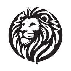 Fototapeta premium black and white Lion Head Tattoo Vector Mascot Illustration