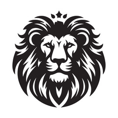 Fototapeta premium black and white Lion Head Tattoo Vector Mascot Illustration