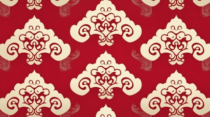 Elegant Red and Gold Damask Pattern Design