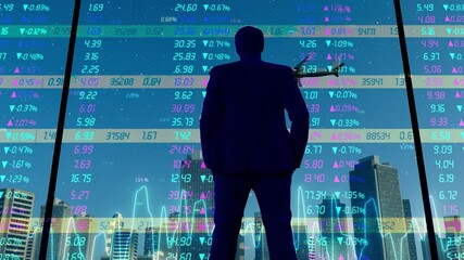 tock exchange center and stock market charts.