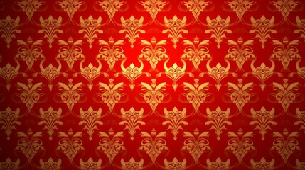 Elegant Red and Gold Damask Pattern Wallpaper Design