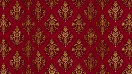 Elegant Red and Gold Damask Pattern Wallpaper Design (1)