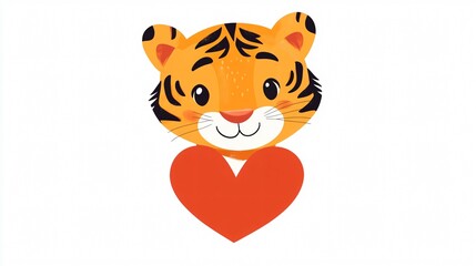 Adorable Cartoon Tiger Head Illustration for Kids' Designs and Projects