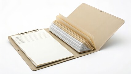Beige Portfolio with Paper Inserts