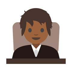 Person Sitting in Chair Clipart Illustration | Friendly Expression in Dark Suit Isolated on White Background