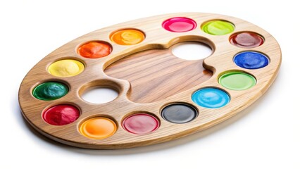 Naklejka premium Wooden Artist's Palette with Watercolors