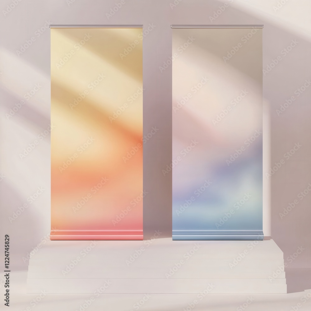 Poster pastel gradient backdrops minimalist studio display scene