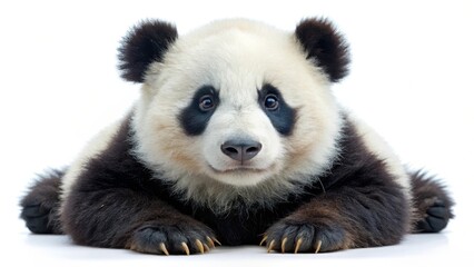 Fototapeta premium Young Giant Panda on White Background