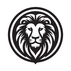Fototapeta premium black and white Lion Head Tattoo Vector Mascot Illustration