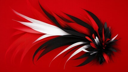 Obraz premium Elegant Red Black White Feather Ornament Design