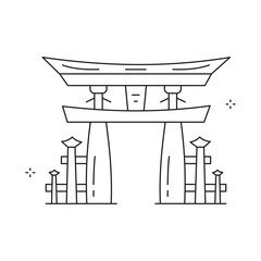 Sacred Tori Gate Landmark Vector Icon Design