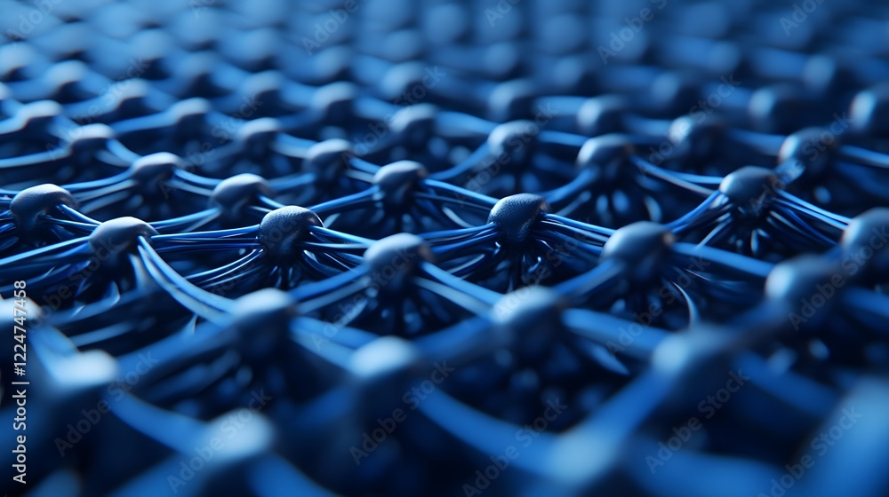 Poster a blue mesh of many small blue dots. the dots are connected to each other in a pattern