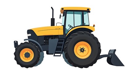 Obraz premium Powerful Yellow Tractor with Front Loader Attachment