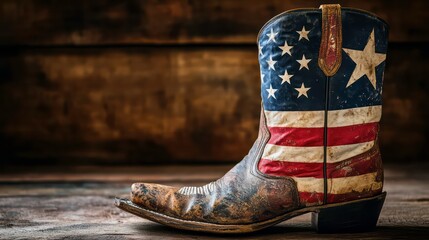 Cowboy boot showing american flag celebrating united states patriotism
