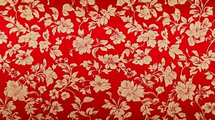Elegant Red Fabric with Gold Floral Pattern Design (2)