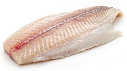 Raw Fish Fillet on White Background