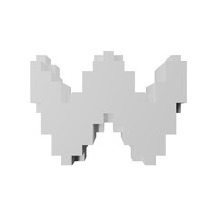 Fototapeta premium 3D Voxel Letter W in a Minimalist Block Design White
