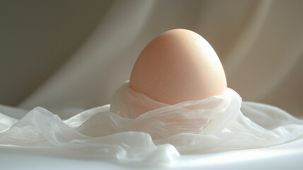 Softly draped egg resting on a delicate surface in natural light