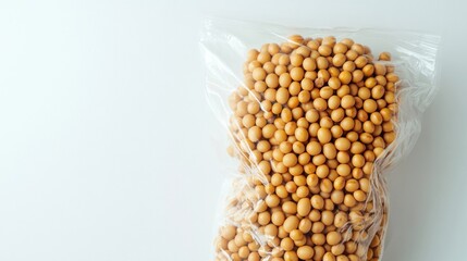 Soybean in plastic bag. Generative AI