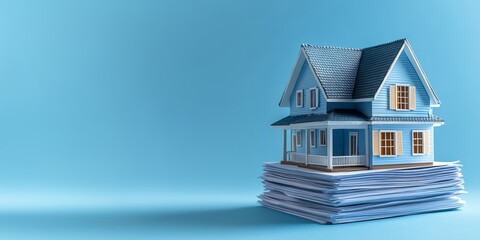 house of money, house with many credit document on grass