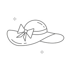Outdoor Wide Brimmed Summer Hat vector Icon Design